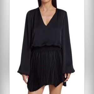 Ramy Brook NWT Small Lee Black V-Neck Long Sleeve Dress